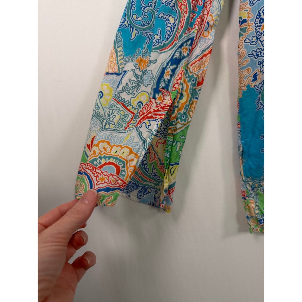 Lauren Ralph Lauren Women’s S Smocked Tunic Cotton Blue Paisley Lightweight EUC - Picture 6 of 9